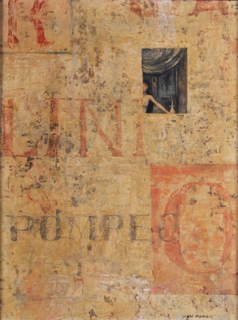 John Morris (1920-1991) Laguna Beach: POMPEO, oil painting on canvas board, signed lower right, 16 x 12”, frame 20 ½ x 16 ½”. From the collection of designer Dean Reynolds.