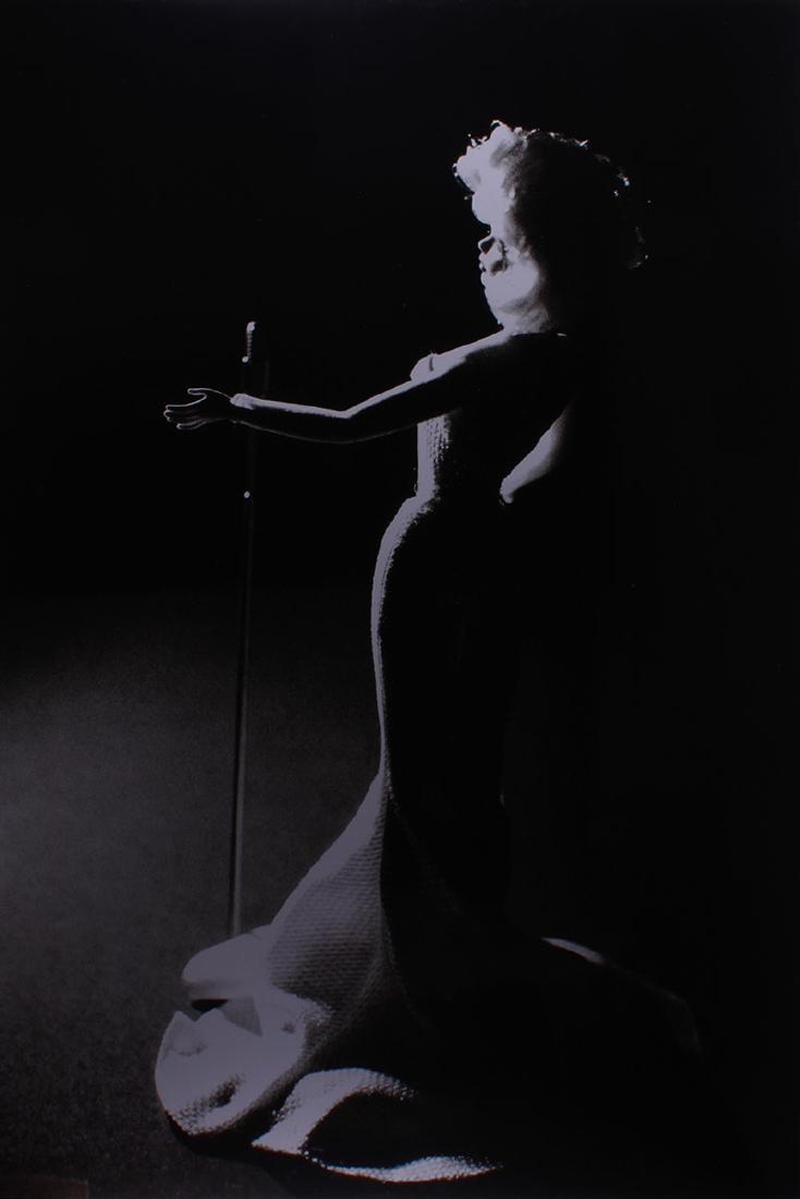Nancy Ellison (b. 1936) New York: ON STAGE (Barbie Marilynn), 2000, c-print on aluminum, signed and dated in marker on verso, 72 x 48”. Provenance: Mary Boone Gallery, NYC. From the private collection of Academy Award winning produc