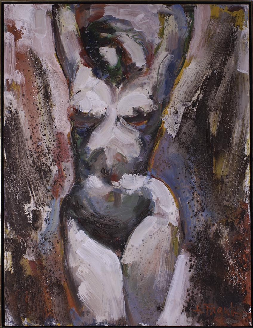 Harold Frank (1917-1995) England/ California: FEMALE NUDE, oil painting on canvas, signed lower right, 48 x 36”, frame 49 x 37 ¼”.