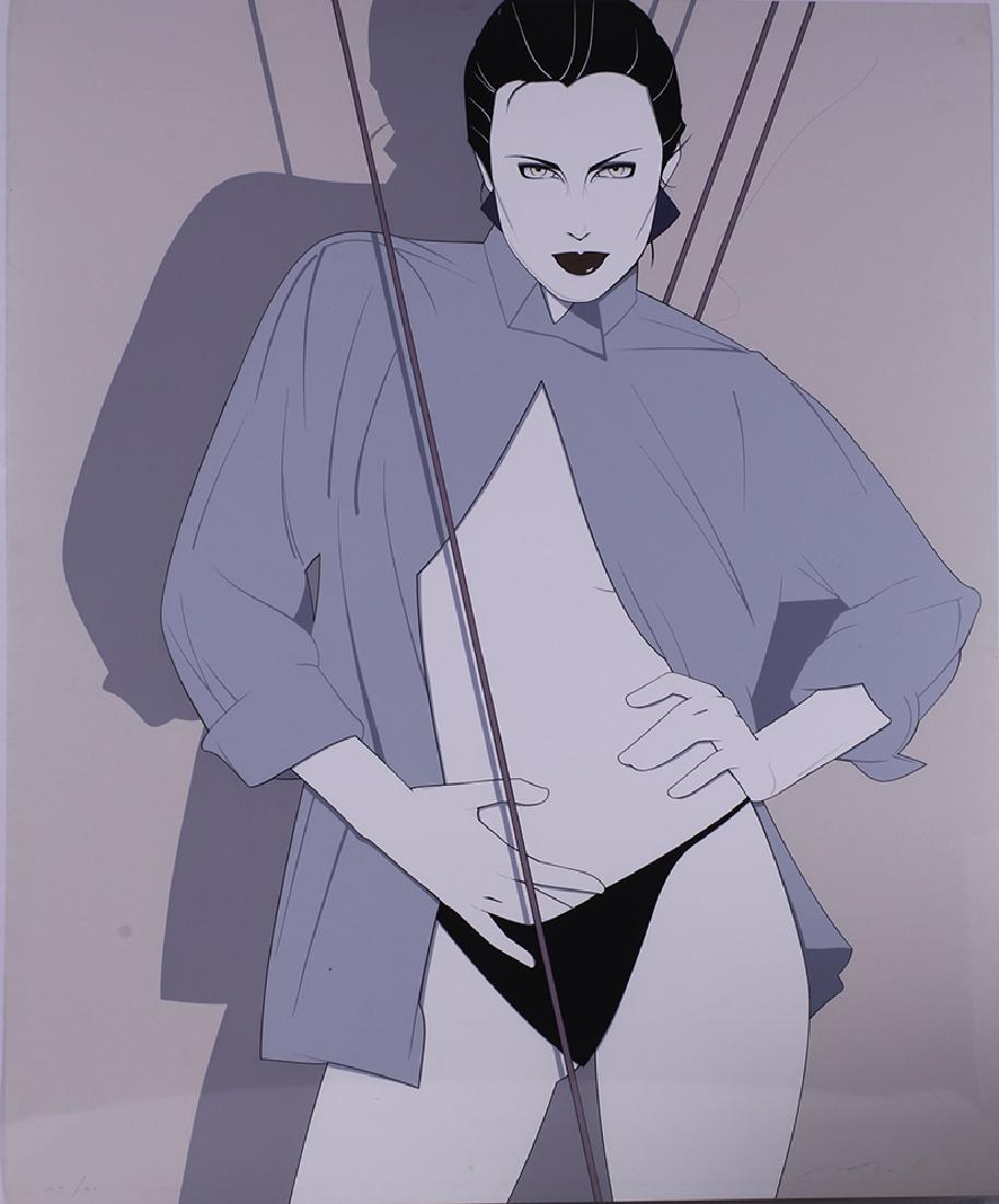 Patrick Nagel (1945-1984) California: LORI (N.13), 1982, color screenprint, signed in pencil, numbered 29/90, published by Mirage Editions with blind stamp lower right, sheet 36 x 29 ½”.