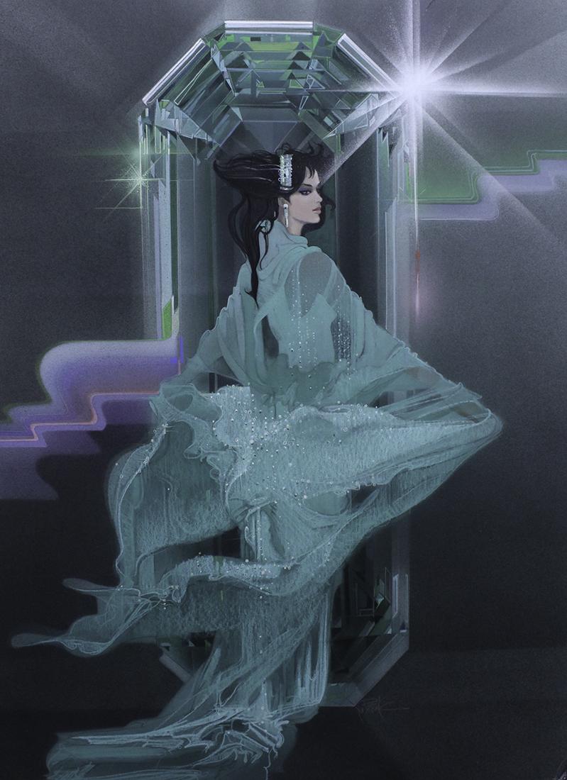 Bob Peak (1927-1992) Colorado: EMERALD LIGHT, airbrush painting with gouache and color pastel and on illustration board mounted to foamcore, signed lower right, 48 x 36”. Provenance: Maser Galleries, Pittsburgh.