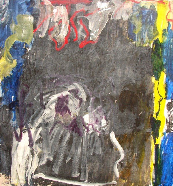 Kimber Smith (1933-1981) American: TORCELLO, Paris, 1959, oil painting on linen, 78 x 72", signed and dated verso, from the Sam Francis Estate, thinly painted (now brittle) on un-primed linen, resulting in flaking paint loss in the low