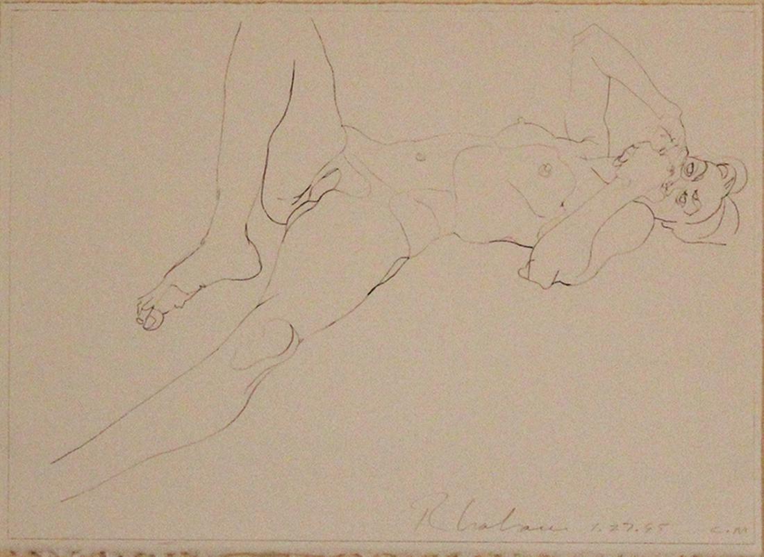 Robert Graham (1938-2008) California: RECLINING NUDE, 1995, lithograph, signed and dated and inscribed C. M in pencil, printed by Angeles Press with blind stamp lower left, sheet 10 ¾ x 14 ¾”, frame 15 ½ x 19 ¾”.