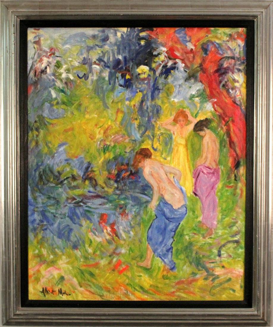 Albert Mohr (1918-2001) New York/ France: THE BATHERS, oil painting on canvas, signed lower left, 30 x 24”, frame 35 ½ x 29 ½”.