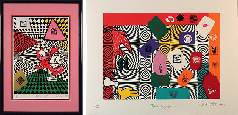 Ronnie Cutrone (1948-2013) New York (two): WHITE KNIGHT; BIRD EYE VIEW, two color screenprints, each signed in pencil, numbered 104/250 & 100/250, WHITE KNIGHT image 22 ½ x 16”, full margins, frame 35 x 24 ½”, BIRD EY