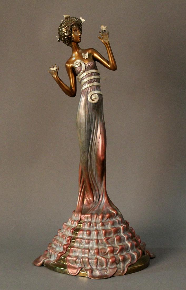 Erte (1892-1990) Russian/ French: FANTASIA (E.144), 1987, cold-painted cast bronze sculpture, signed, numbered 79/375, published by Chalk & Vermilion and Seven Arts, 20 ¾ x 10 ½ x 6”.
