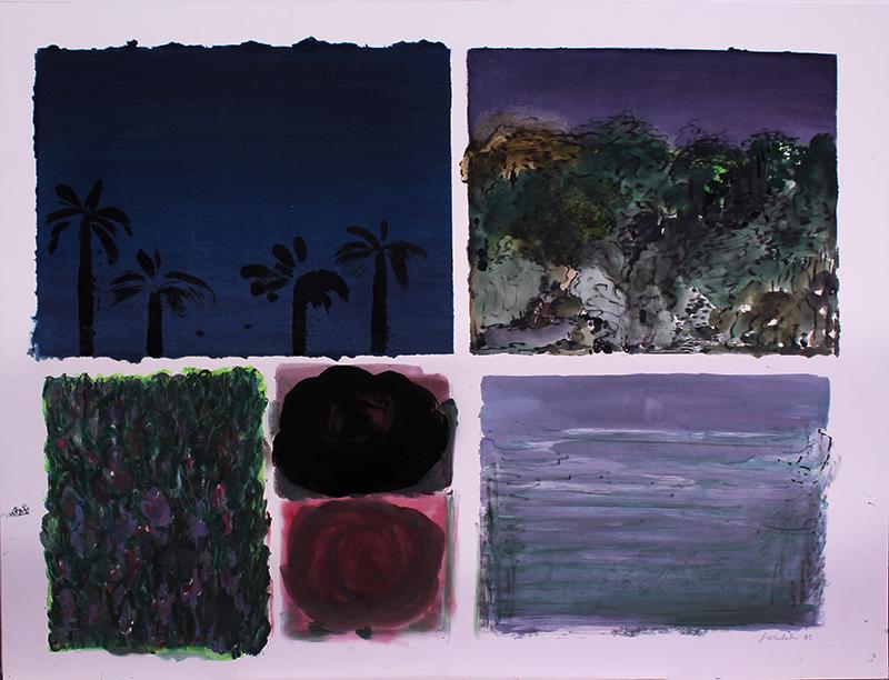 FARIDEH Golbahar (b. 1942) Israeli: MADE IN ISRAEL, 1989, oil and mixed media on thin card, signed and dated lower right, sheet 32 x 40”. Provenance: Michael Hittleman Gallery Los Angeles.