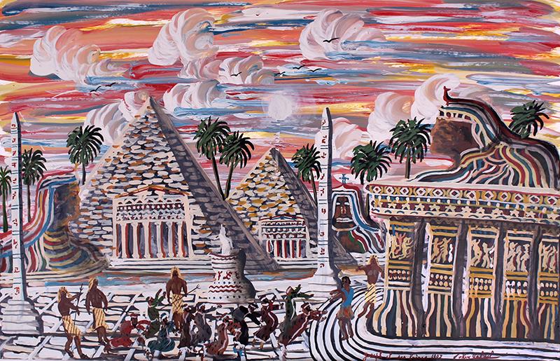 Gabriel Cohen (1933-2017) Israel France: JOSEPH AND HIS BROTHERS, 1987, Superlac (enamel) painting on paper, signed and dated and titled lower right, 22 ½ x 35”. Provenance: Michael Hittleman Gallery Los Angeles.