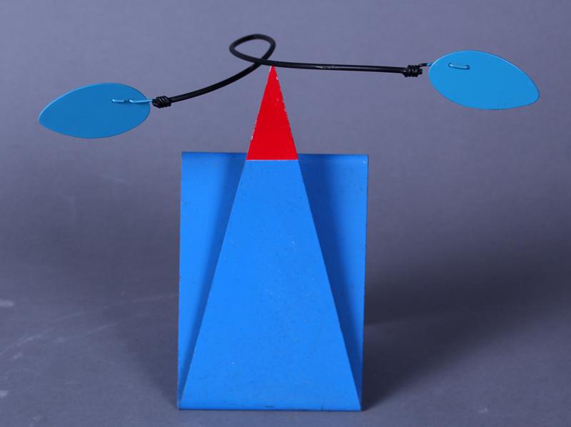 Brad Howe (b. 1959) California: FOLDED BLUE WITH BALANCING BLUE TAIL RIBBON, cut and painted metal sculpture, signed, 9 x 11 x 6”. Acquired directly from artist by current owner.