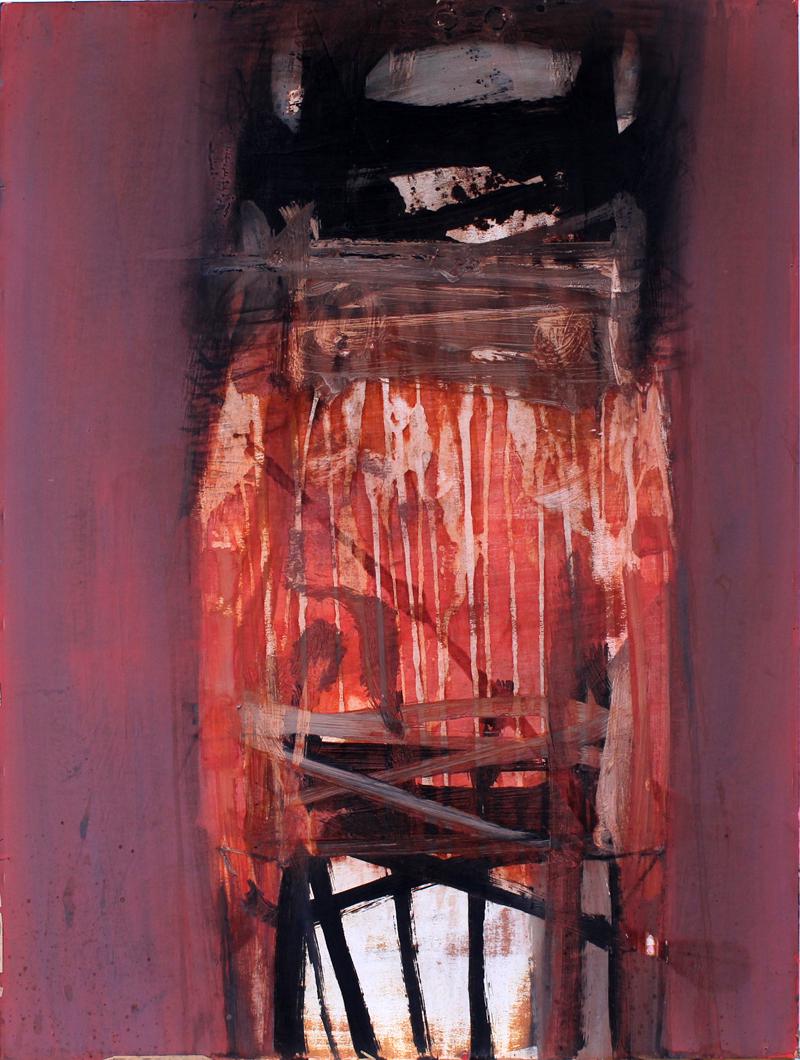 Ernest Trova (1927-2009) American: ABSTRACT, acrylic painting on card, overall 28 ¼ x 21 ¼” including frame with glass. Provenance: Charles B. Tyler Gallery, Los Angeles.
