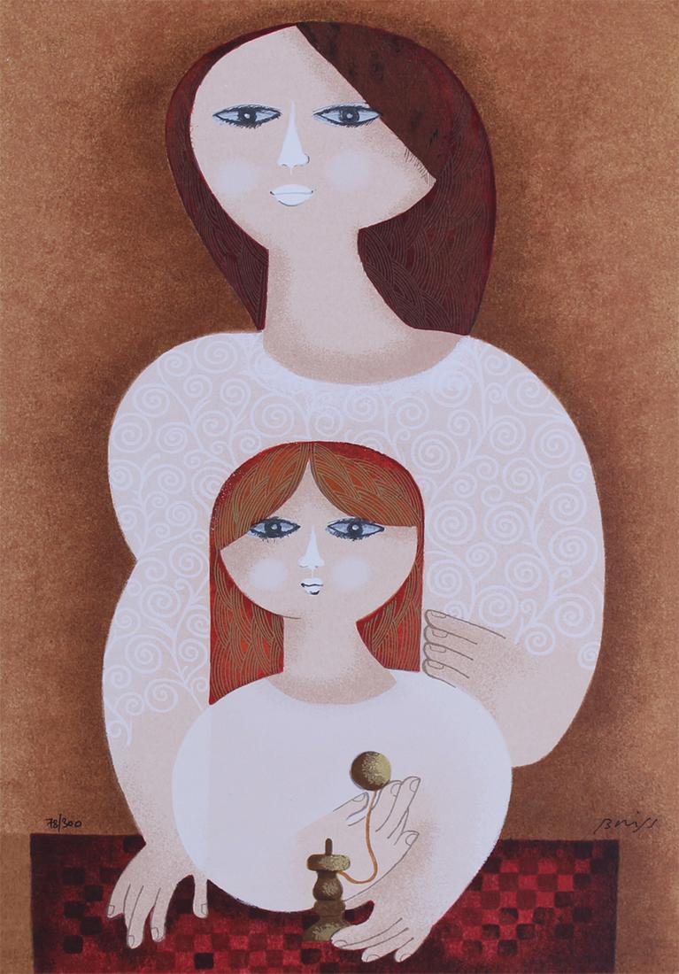 Sami Briss (b. 1930) Romanian: BLUE EYES, color screenprint, signed in pencil, numbered 78/300, sheet 19 ¼ x 13 ¾”. Gallery Retail $225