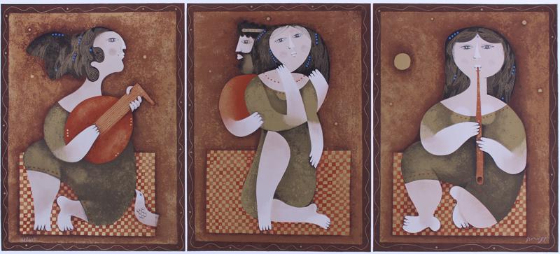 Sami Briss (b. 1930) Romanian: I AM MY BELOVED, color screenprint, signed and numbered 168/250 in white pencil, image 17 ¼ x 39”, sheet 27 ¼ x 40”. Gallery Retail $500