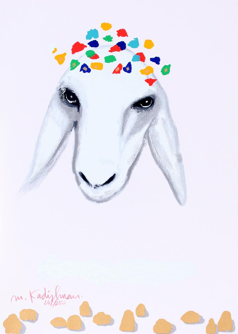 Menashe Kadishman (1932-2015) Israel: SHEEP, color screenprint, signed in pencil, numbered 248/250, Haifa Art Printer Israel blind stamp lower right sheet 30 x 22 ¼”. Gallery Retail $350
