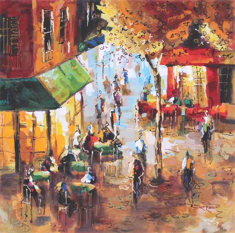 Michael Rozenvain (b. 1963) Ukrainian: TRANQUIL NIGHT, color screenprint, signed in pencil, numbered 15/380, sheet 26 ¼ x 26 ¼”. Gallery Retail $425