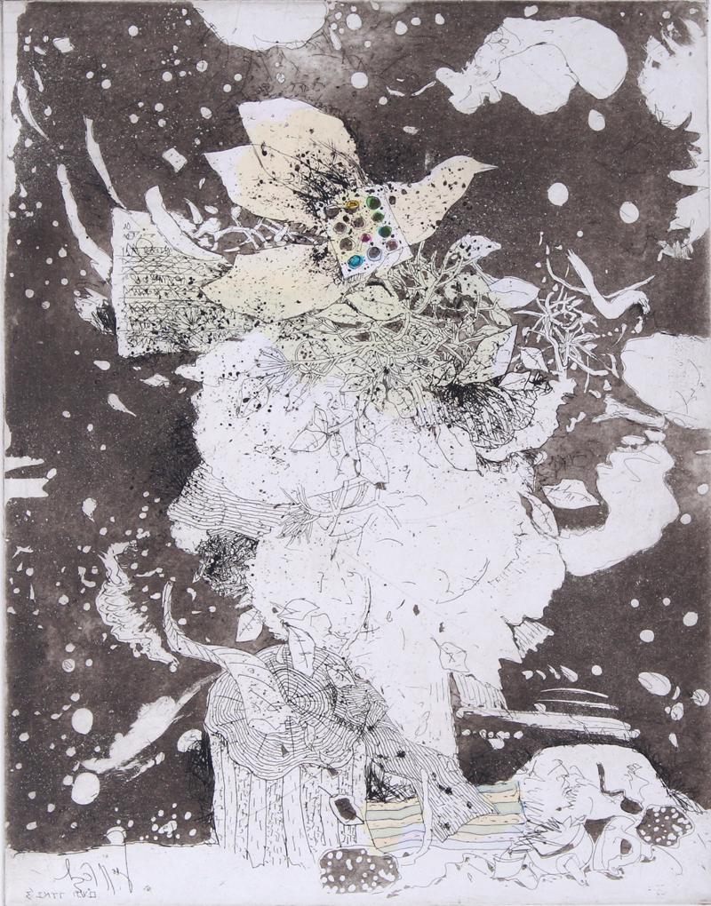 Shraga Weil (1918-2009) Czechoslovakia: PHOENIX LEGEND I, color etching signed in pencil, numbered 14/40, image 13 x 10”, sheet 25 ¾ x 19 ¾”. Gallery Retail $200