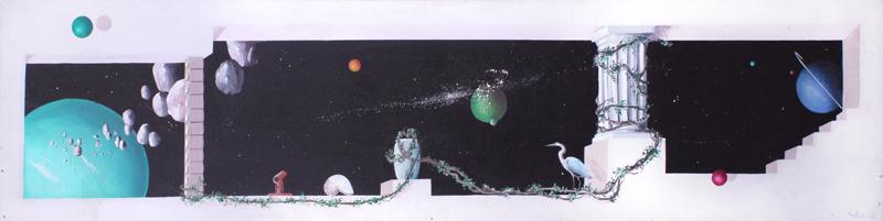 Jeff Faust (b. 1938) American: MURAL STUDY, 1986, acrylic painting on canvas, signed and dated lower right, 18 x 72”.