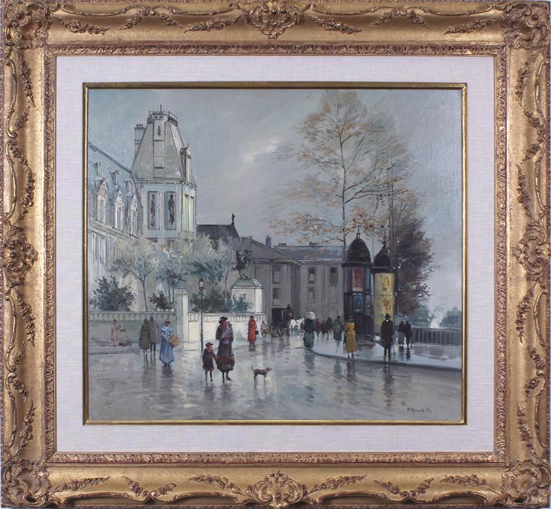 Paul Renard (1941-1997) French: HOTEL DU VILLE, PARIS, NOV 87, 1987, oil painting on canvas, signed and dated lower right, titled on verso, 27 ¾ x 31 ¾”, frame 41 ¾ x 45 ¾ x 3 ¼”.