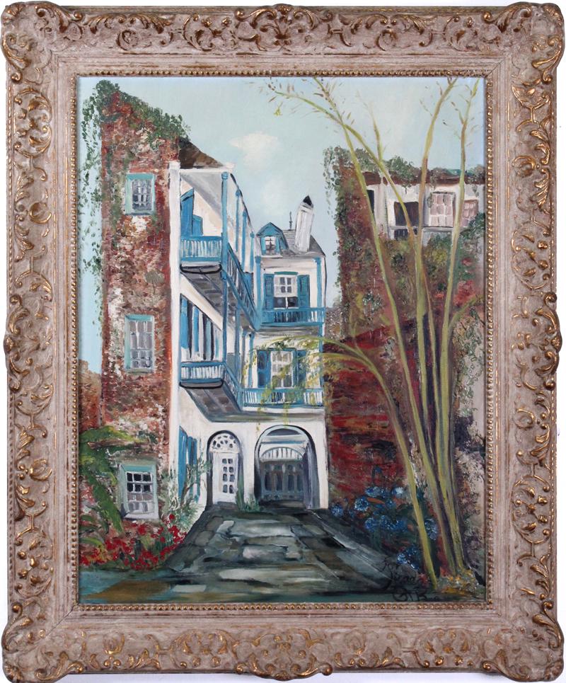 Gladys Lloyd Robinson (1895-1971) New York California: VIEW OF A BIULDING, oil painting on canvas, signed lower right, artist’s label on verso, 32 x 24”, frame 39 x 32”.