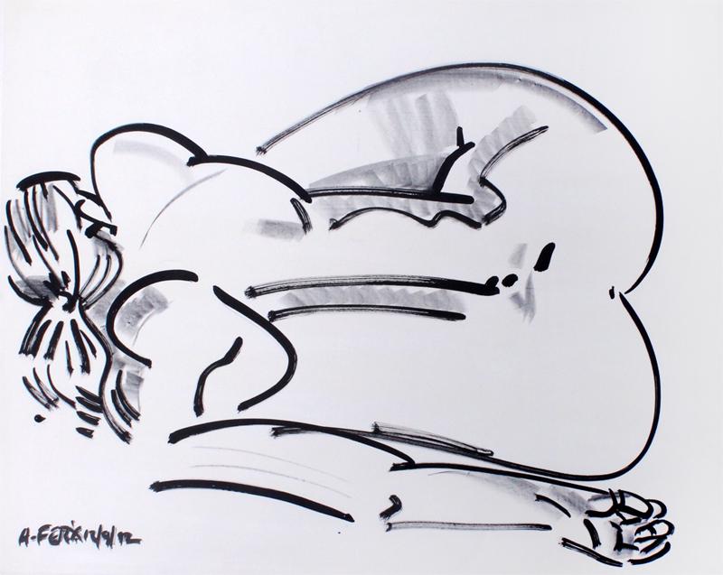 Frank Romero (b. 1941) Californian: NUDE, 1992, acrylic brush drawing on paper, signed and dated lower left, 35 x 44”, frame 42 ½ x 51 ½”.