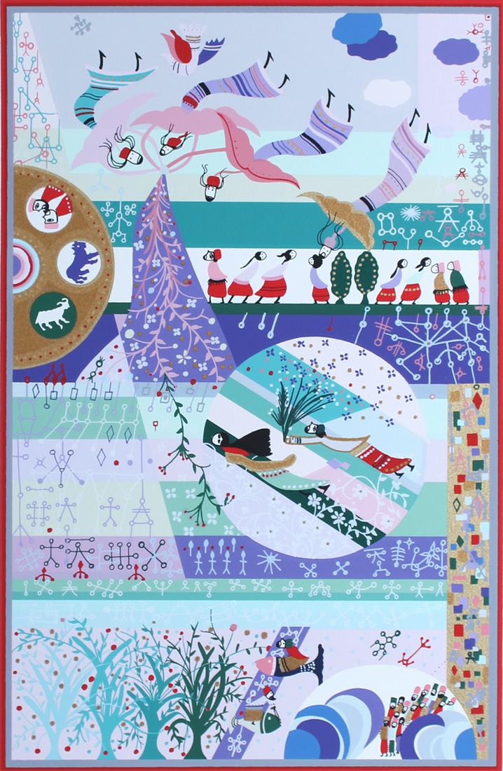 Raphael Abecassis (b. 1953) Morocco: SPRING, color screenprint, signed in pencil, numbered 54/150, Reshet-Meshi blind stamp lower left, sheet 21 ¾ x 15”. Gallery Retail $300