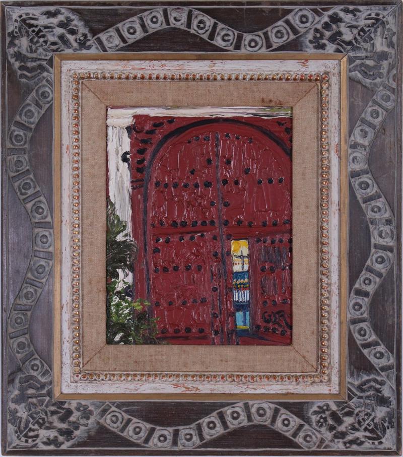Gladys Lloyd Robinson (1895-1971) New York California: INCA DOOR, oil painting on board, signed lower right, sight 11 ¼ x 8 ¾”, frame 21 x 18 ½”. Provenance: Associated American Artists, New York.