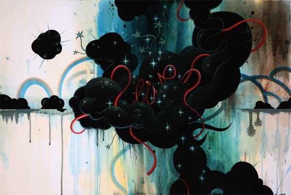 Jeff Soto (b. 1975) Californian: UNTITLED, acrylic painting on canvas, 24 x 36", signed and dated lower right.