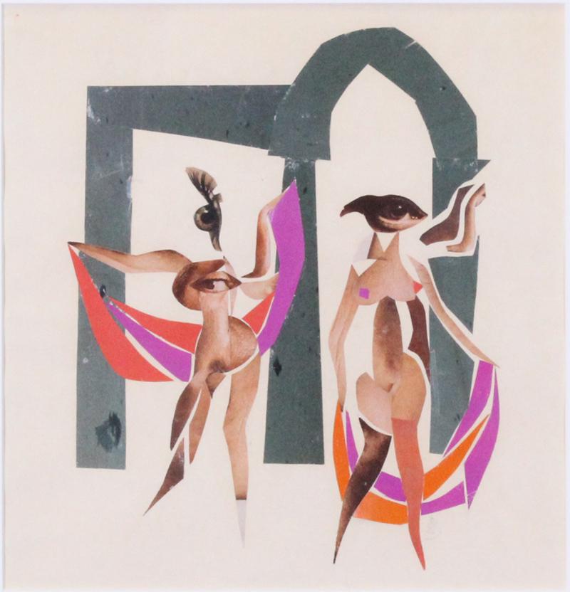 Artist Unidentified (20th Century) Colorado: UNTITLED, color collage, signed EB in pencil lower right, sight 10 ½ x 10”, frame 21 ¼ x 19 ½” with glass.