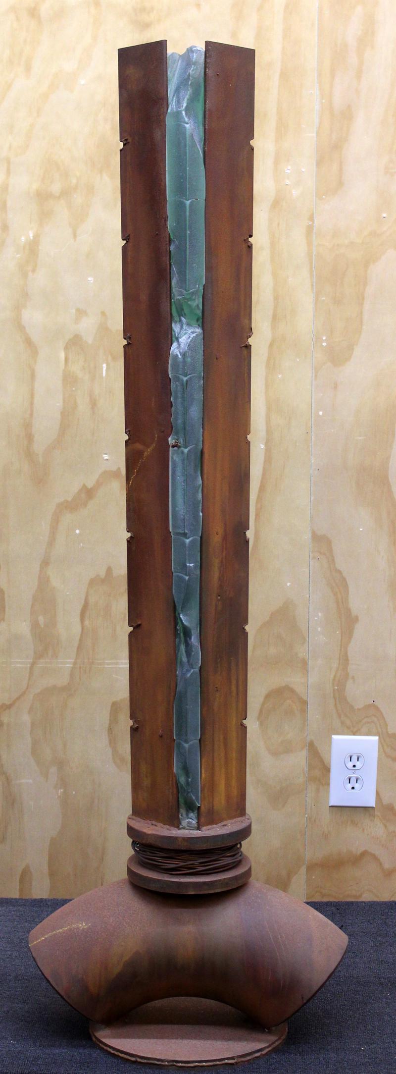 Albert Young (20th Century) American: UNTITLED, metal and glass sculpture with copper wire, a signature not found, overall 52 x 18 x 11” approximate weight 162 lbs. Proceeds to benefit the Canine Adoption & Rescue League Ventura.