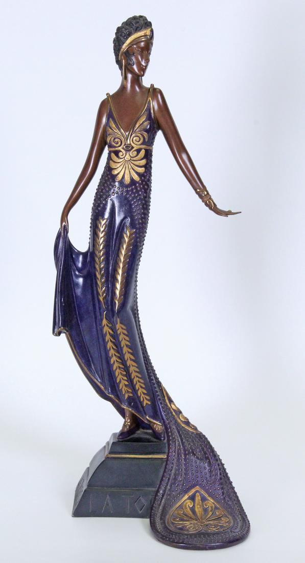 Erte (1892-1990) Russian/ French: LA TOSCA (E.176), 1989, cold-painted cast bronze sculpture, signed, numbered 242/500, published by Seven Arts London, overall 19 ¾ x 8 ½ x 7”.
