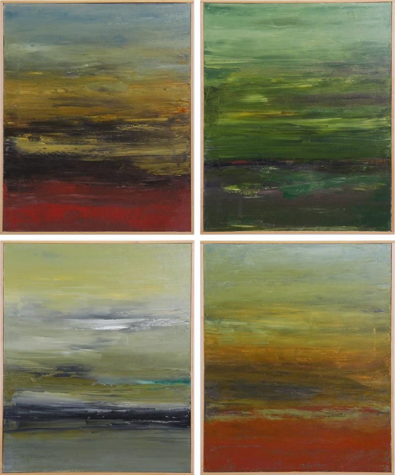Luc Leestemaker (1957-2012) The Netherlands America: FOUR SEASONS I, 1999, four acrylic paintings on canvas, each signed and dated and titled on verso, each 18 x 22”, frames 22 ½ x 18 ½”. (4)