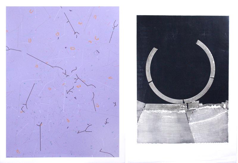 Ernest Posey (1937-2007) California & Ryszard Otreba: Ernest Posey UNTITLED, 1976, acrylic painting on card, signed and dated lower left, image 37 x 27 ¼”, card 40 ¼ x 30”; Ryszard Otreba POKFOM V, 1967, woodblock print, signed and dated and titled