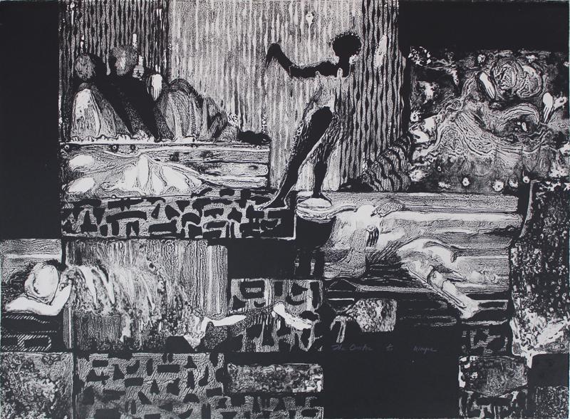 June Wayne (1918-2011) Californian: THE ORATOR (T.305), 1961, lithograph, signed and dated and titled in pencil, numbered 1/20, printed and published by Tamarind with blind stamps, sheet 22 ¼ x 30 ¼”.