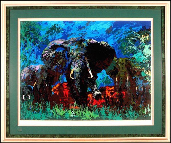 LeRoy Neiman (b. 1927) American: ELEPHANT STAMPEDE (K.117), 1976, color screenprint on LeRoy Neiman watermarked paper, signed in pencil, artist's proof aside from the numbered edition of 300, image 30 ¼" x 40", full margins, printed