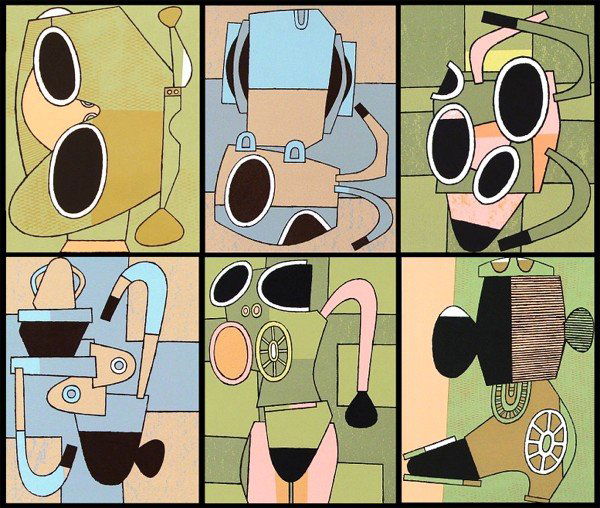 David Storey (b. 1948) American (six): TINTICK; BONIX; WHISTER; MUMPTIC; CORONICON; CHOCK, 1999, a set of color screenprints, each signed in pencil and inscribed printer's proof 1, images range from 14 x 11" to 18 x 14", full margins, some