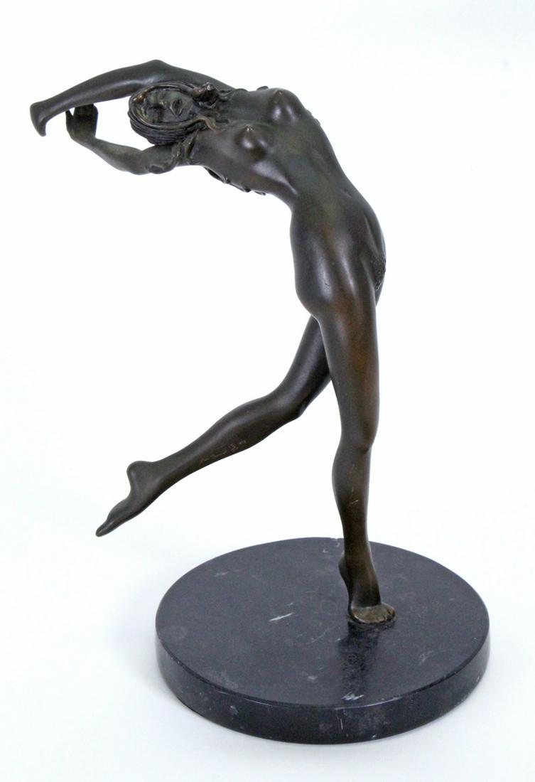 Tom Bennett (b. 1928) California: DANCER, 1977, cast bronze sculpture with patina, signed and dated and numbered 13/24, with round marble base, overall 10 ½ x 10 x 6”. Note: from the Bennett Studio, this is the artist’