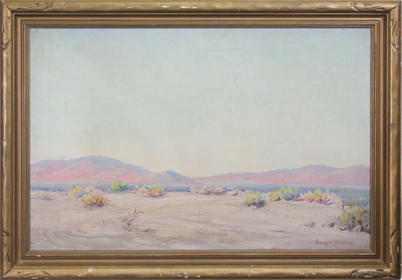 Harry Craig Smith (1882-1957) California: DESERT LANDSCAPE, oil painting on canvas, signed lower right, 20 ¼ x 30”, frame 24 ½ x 34 ½”.