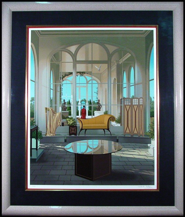 Frederick Phillips (b. 1954) British: ORANGERIE, 1987, color screenprint, signed in pencil, from the numbered edition 295, framed with glass.