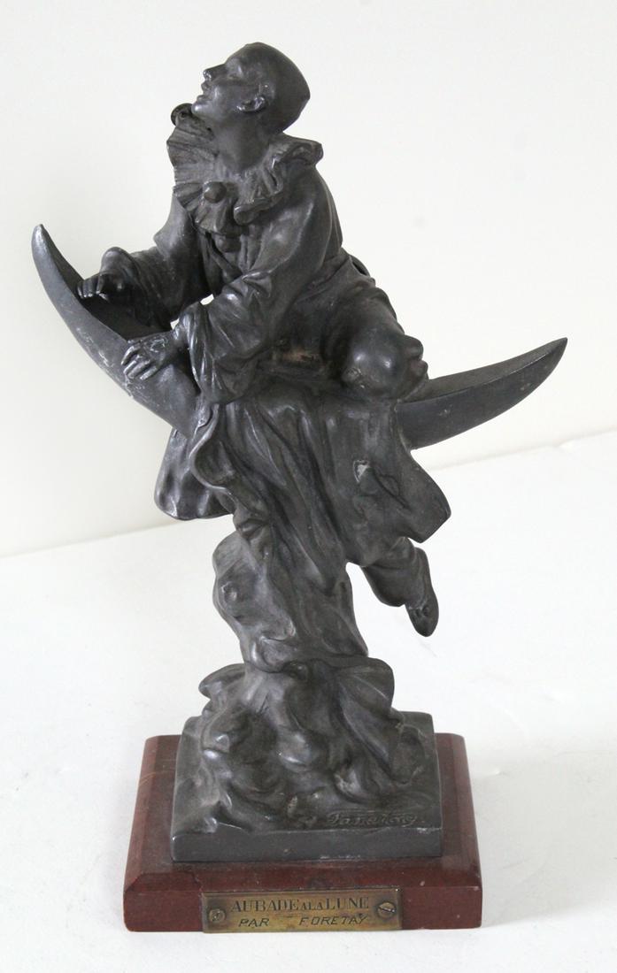 Alfred Jean Foretay (1861-1944) French: LUNE, cast pot metal sculpture, signed, 9 ¼ x 5 ½ x 3 ¾” including marble base.