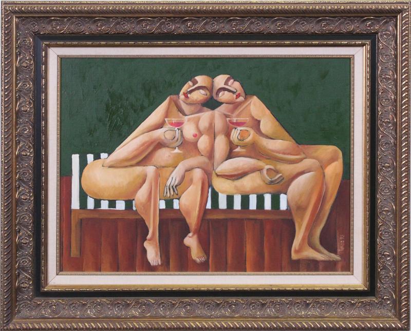 Yuir Yuroz (b. 1956) Armenia California: TOGETHER, 1993, acrylic painting on canvas, signed and dated lower right, 18 x 24”, frame 27 ½ x 33 ½ x 4”, with COA from Stygian.