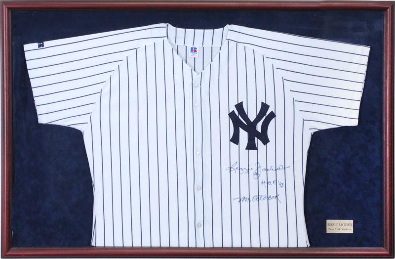 Sports Memorabilia: Reggie Jackson signed jersey (1 of 3)