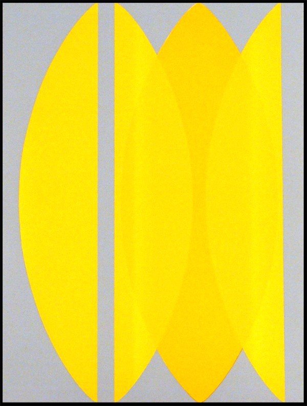Florence Arnold (1900-1994) American: YELLOW ECLIPSE, color screenprint, signed in pencil, artist's proof aside from the numbered edition, sheet 24 x 18" printed by Cirrus, a few very faint scuffs visible at certain angels, otherwise in g
