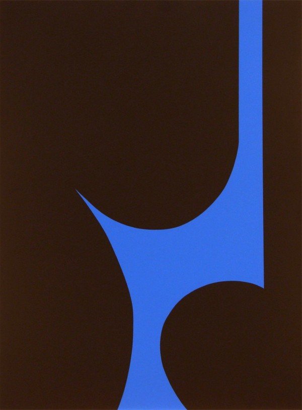 Florence Arnold (1900-1994) American: BLACK SURROUND BLUE, color screenprint, signed on verso, from the numbered edition 25, sheet 24 x 18", printed by Cirrus, a few very faint scuffs visible at certain angels, otherwise in good condition