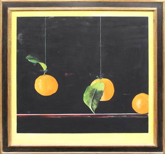 Stephen Namara (b. 1953) California: ORANGES, oil painting on canvas over panel, possibly signed on verso, 48 x 48”, frame 56 x 56 x 2 ½”. Provenance: Four Seasons Hotel, Carlsbad 1997-2010; Park Hyatt Aviara Resort & Sp