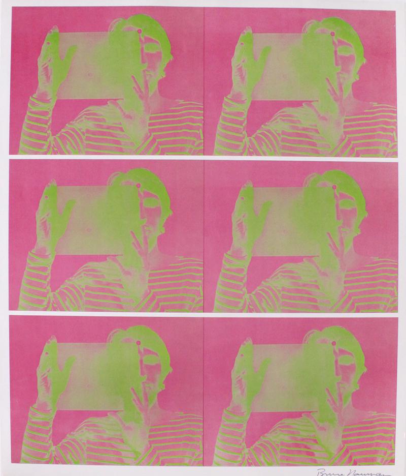 Bruce Nauman (b. 1941) American: SEQUENCE, 1969, color offset lithograph on coated stock paper, signed in pen, sheet 24 ¼ x 20”.