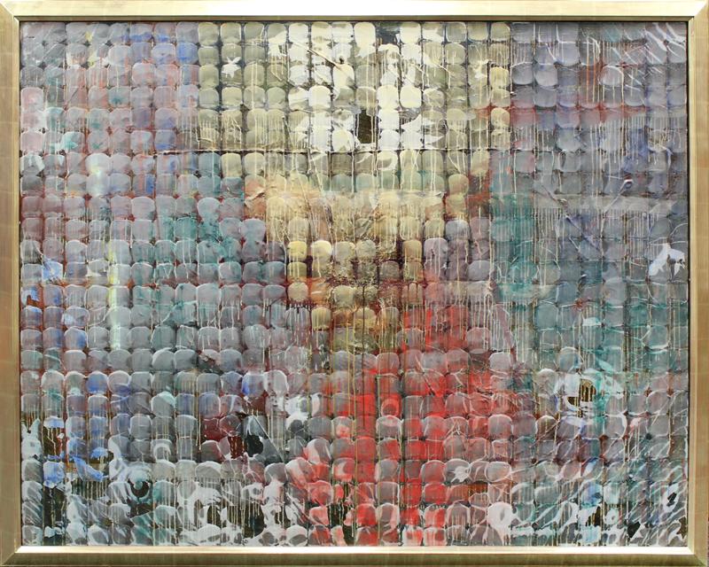 Ann Thornycroft (b. 1944) British: CANYON HEART, 1996, oil and encaustic and pigment painting on canvas, signed and dated and titled on verso, 48 x 60”, frame 52 x 64 ½ x 3”. Provenance: Four Seasons Hotel, Carlsbad 19