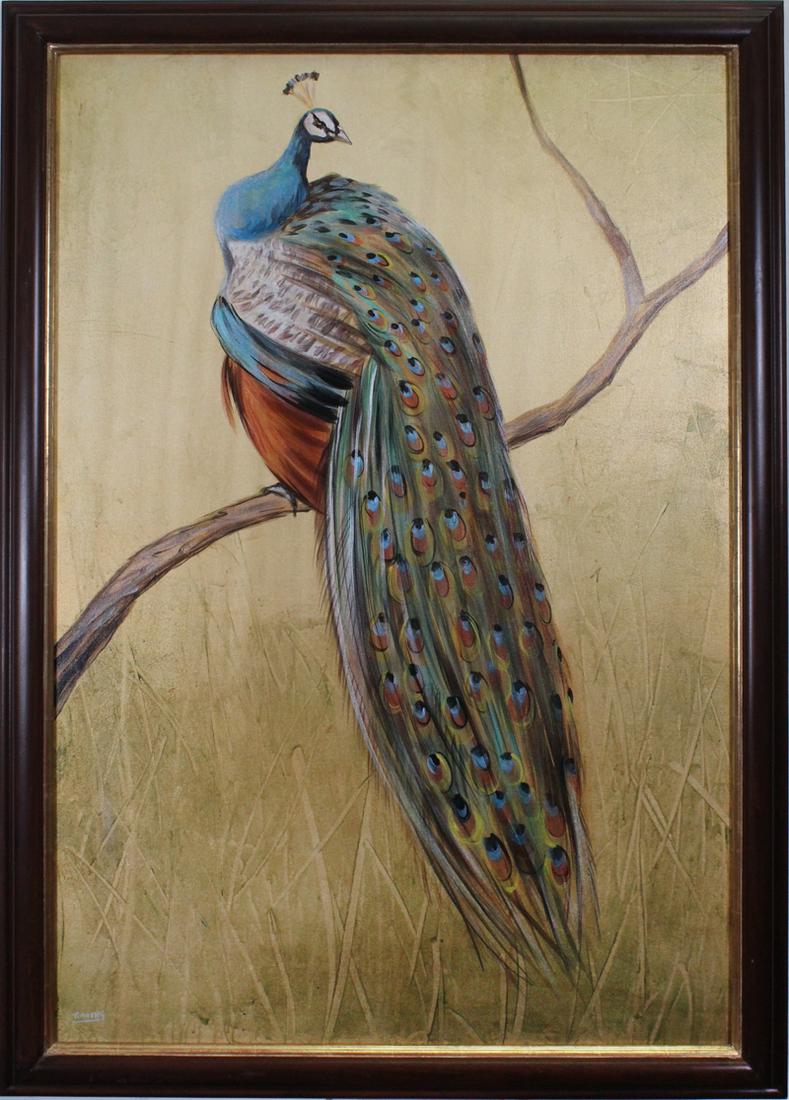 Timothy (20th Century) American: INDIAN ELEGANCE #2, oil painting on canvas, signed lower left, signed and titled on verso, 48 x 32”, frame 53 x 37”. Provenance: Four Seasons Hotel, Carlsbad 1997-2010; Park Hyatt Aviara R