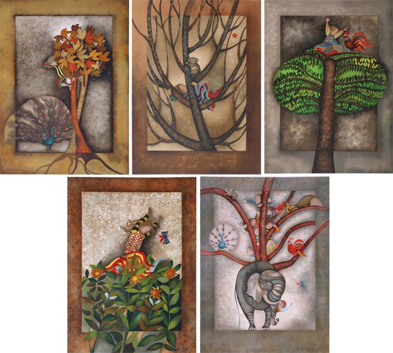 Graciela Rodo Boulanger (b. 1935) Bolivian (five): ANIMALS, the set of five color lithographs, each signed and numbered 80/200 in pencil, sheets 30 x 22”. (5)