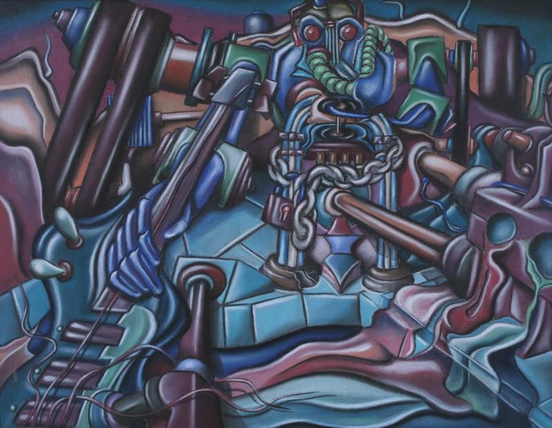 Joseph Martin (20th Century) American: THE ART OF CENSORSHIP, color pastel on paper, a signature not found, sheet 25 ¾ x 31”, frame 31 x 36 ½” with glass, retains John Young Arts Festival identification card.