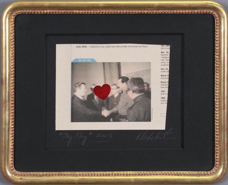 Alexis Smith (b. 1949) California: MY GUY, 2003, paper collage on pare or card, signed and dated and titled on paper/card, sight 6 ½ x 7 ¾”, frame 10 ½ x 13” with glass.