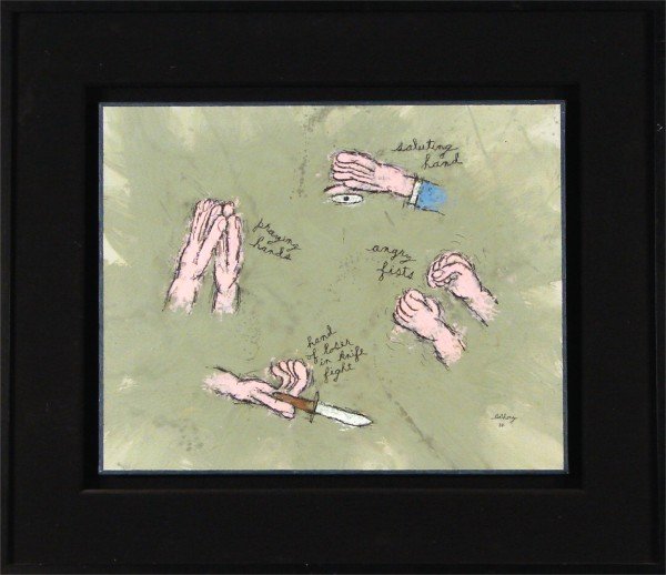 William Anthony (b.1934) American: HOMAGE TO THE HAND, 1989, acrylic and oil painting on canvas, signed and dated on recto, 20 x 16", framed. Provenance: Estate of Stuart Katz
